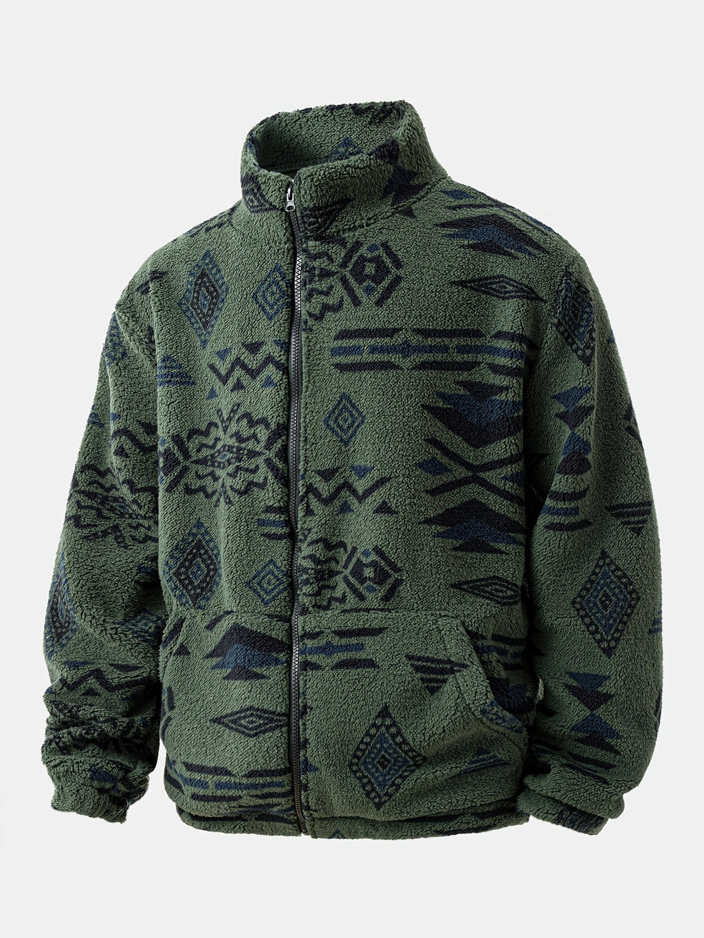 Men's Tribal Print Plush Fleece Jacket