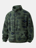 Men's Tribal Print Plush Fleece Jacket