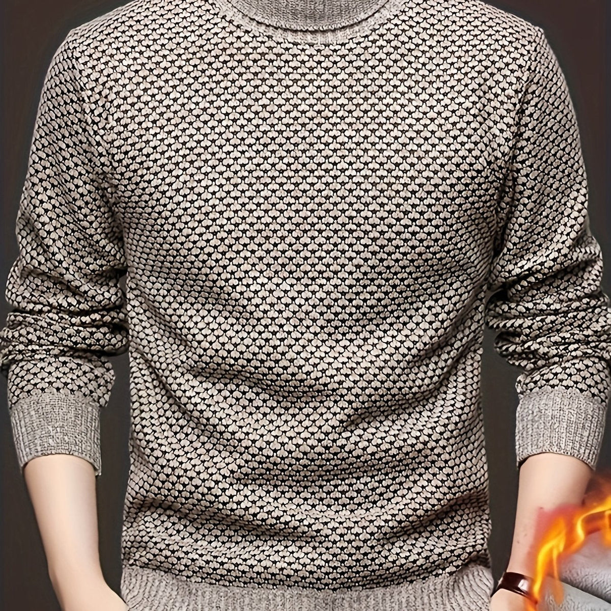 Men's High-Neck Jacquard Knit Sweater