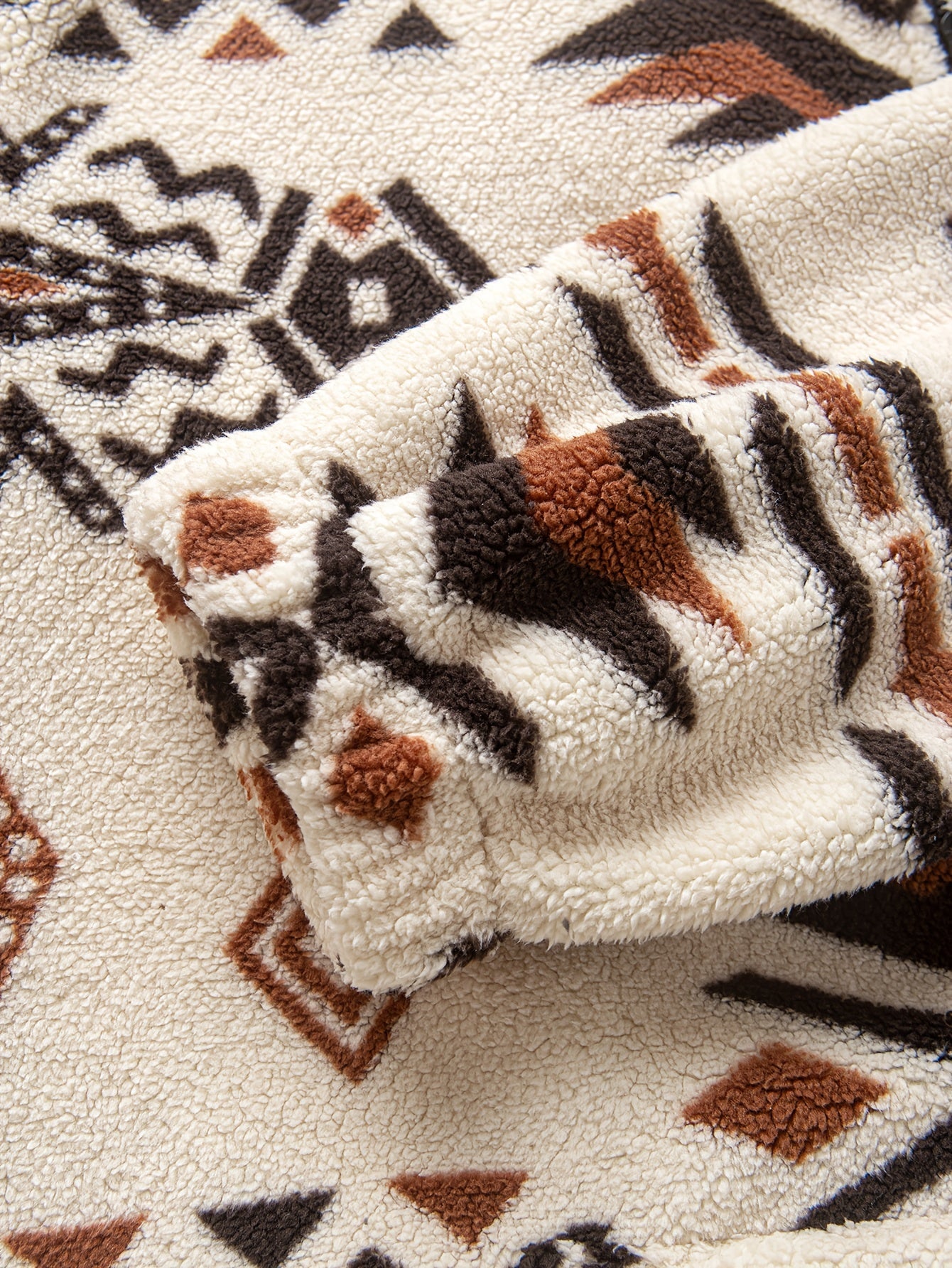 Men's Tribal Print Plush Fleece Jacket