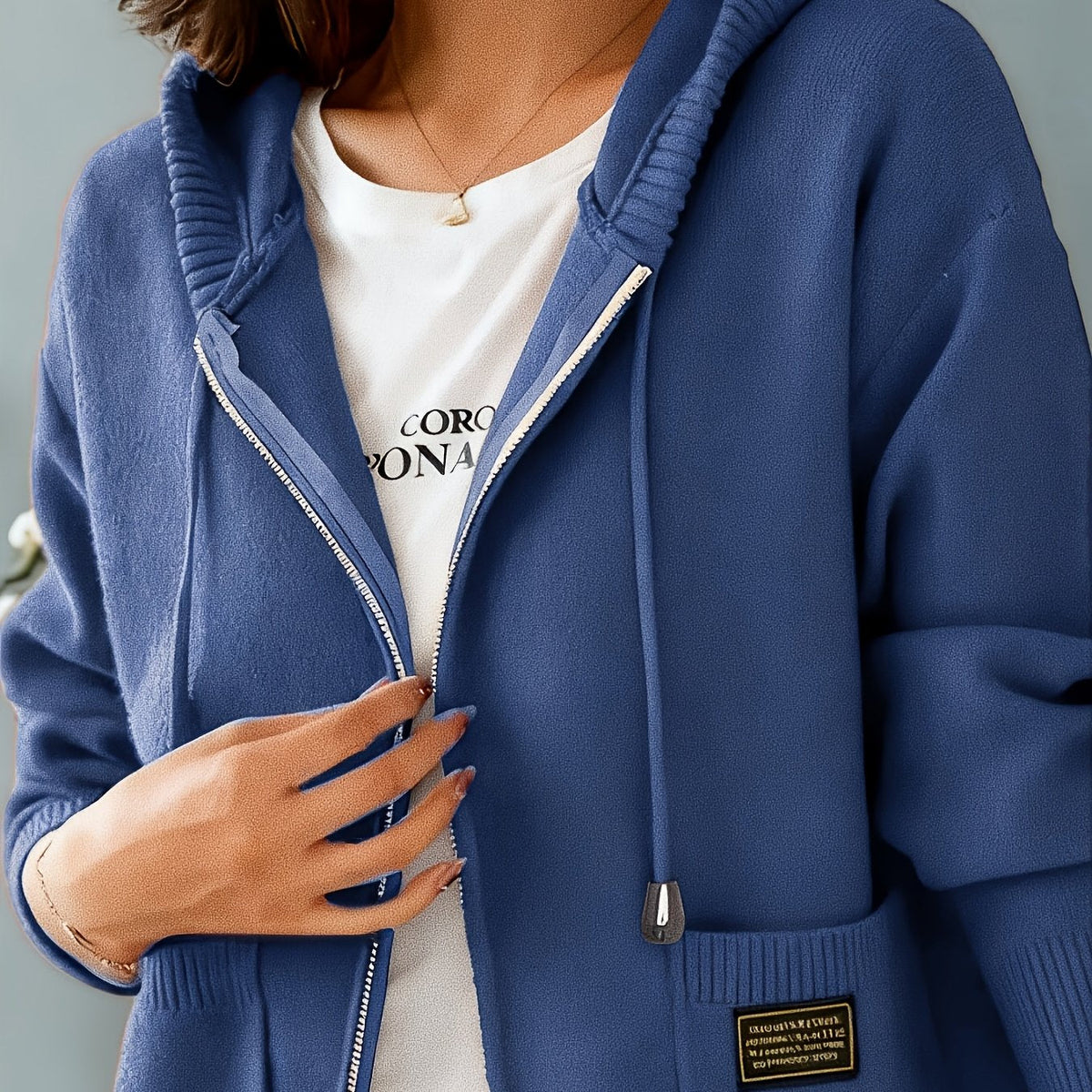 Women's Casual Long Sleeve Knit Hoodie for Fall & Winter