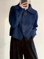 Women's Autumn Reverse Collar Long Sleeve Casual Cardigan Top