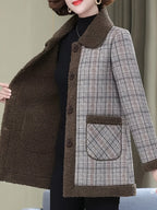 Autumn and Winter Fashion Casual Plaid Patchwork Jacket, Slim Fit Plaid Coat