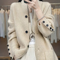 Elegant Women's High Neck Pocket Cardigan Coat