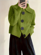 Women's Autumn Reverse Collar Long Sleeve Casual Cardigan Top