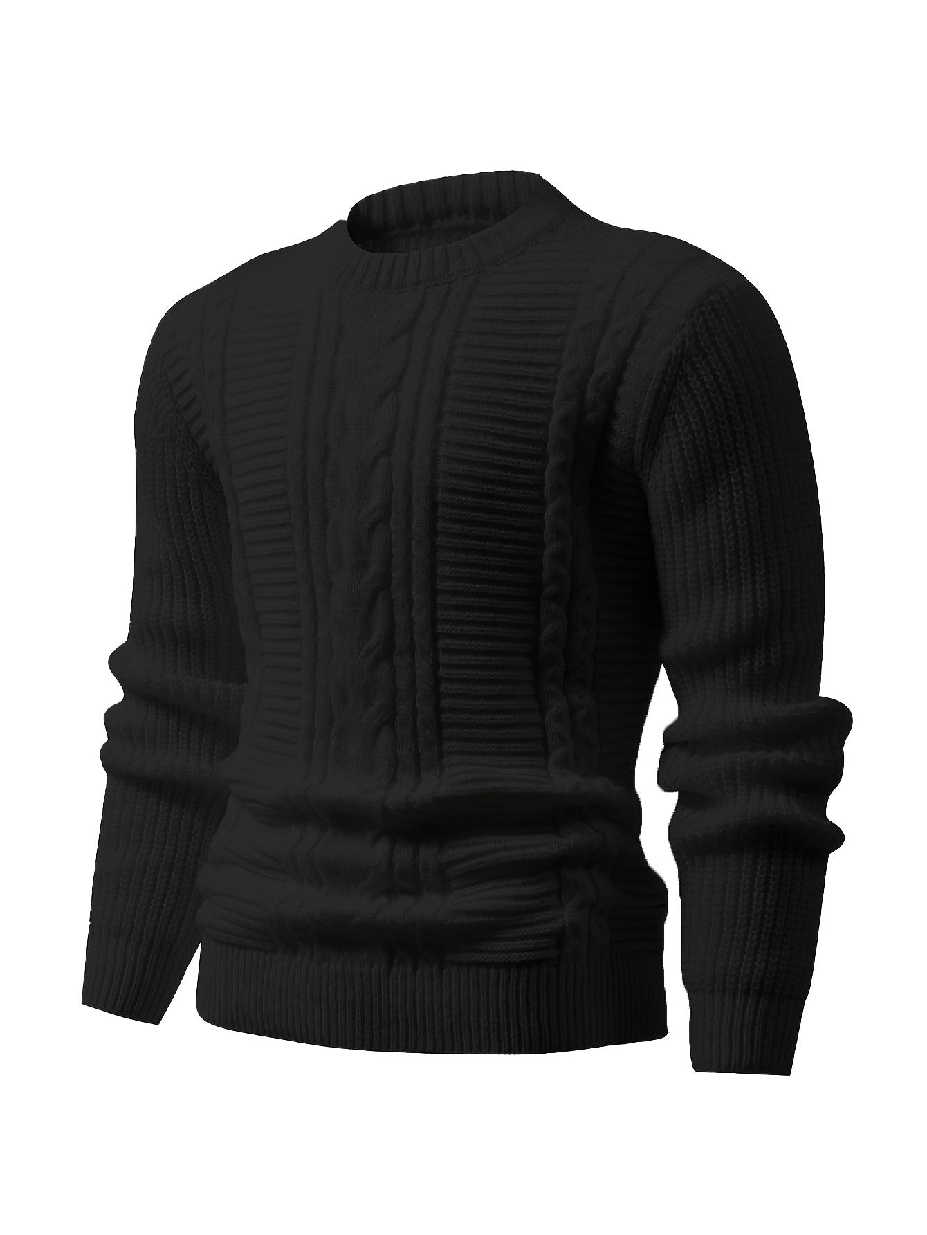 Men's Ribbed Knit Crew Neck Sweater