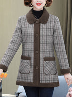 Autumn and Winter Fashion Casual Plaid Patchwork Jacket, Slim Fit Plaid Coat