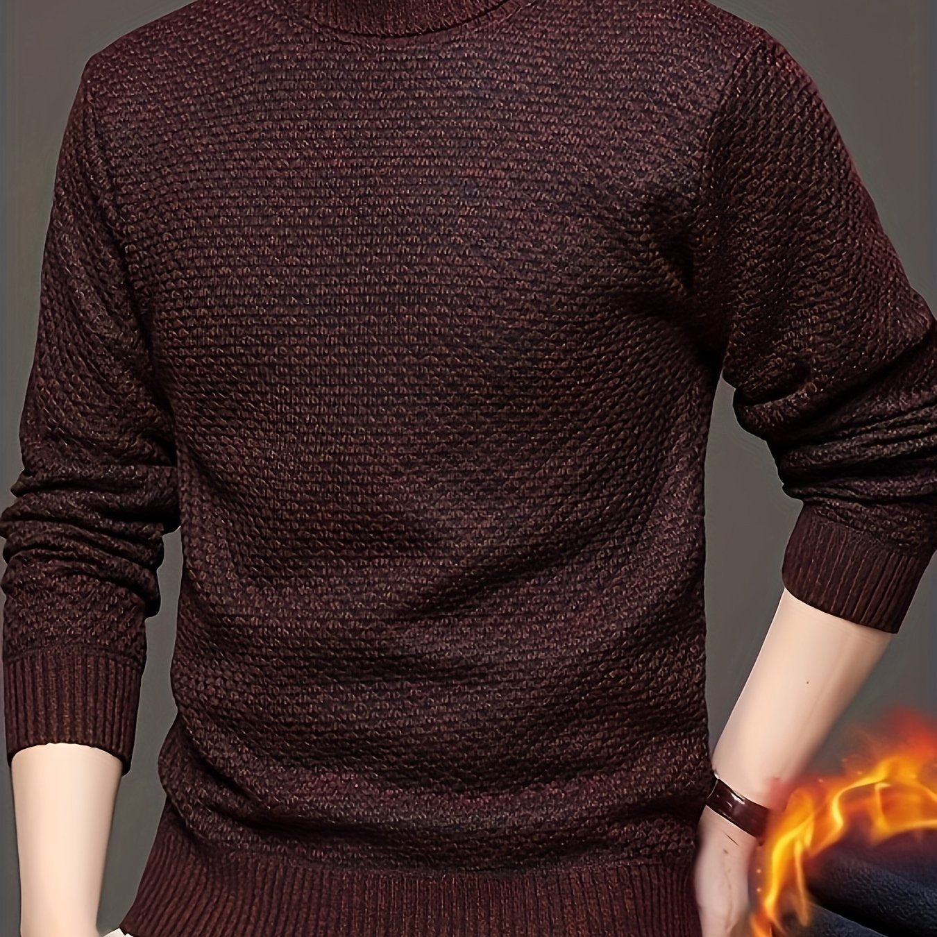 Men's High-Neck Jacquard Knit Sweater