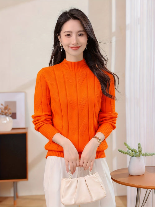 Casual Long Sleeve Solid Color Sweater Top