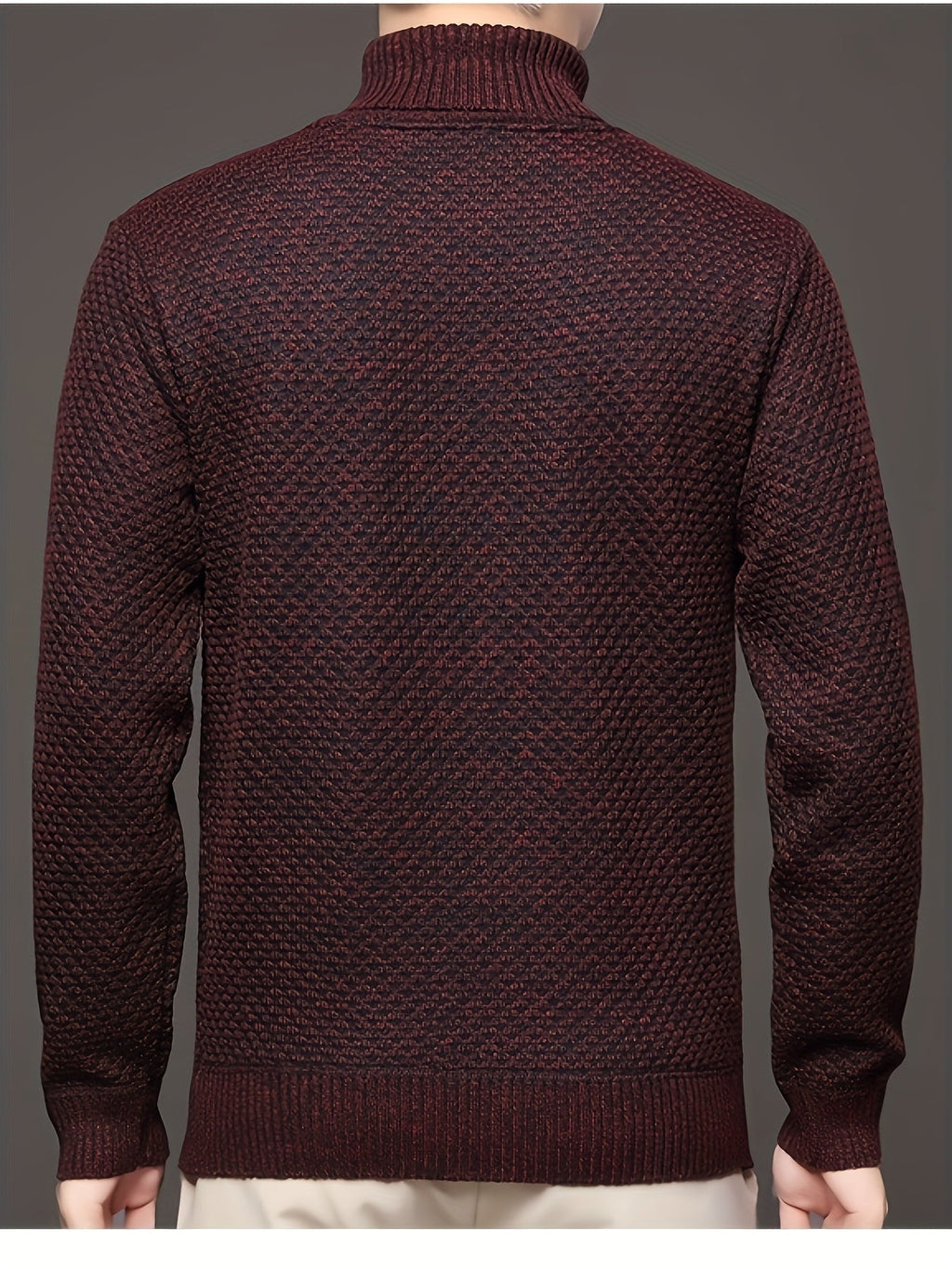 Men's High-Neck Jacquard Knit Sweater