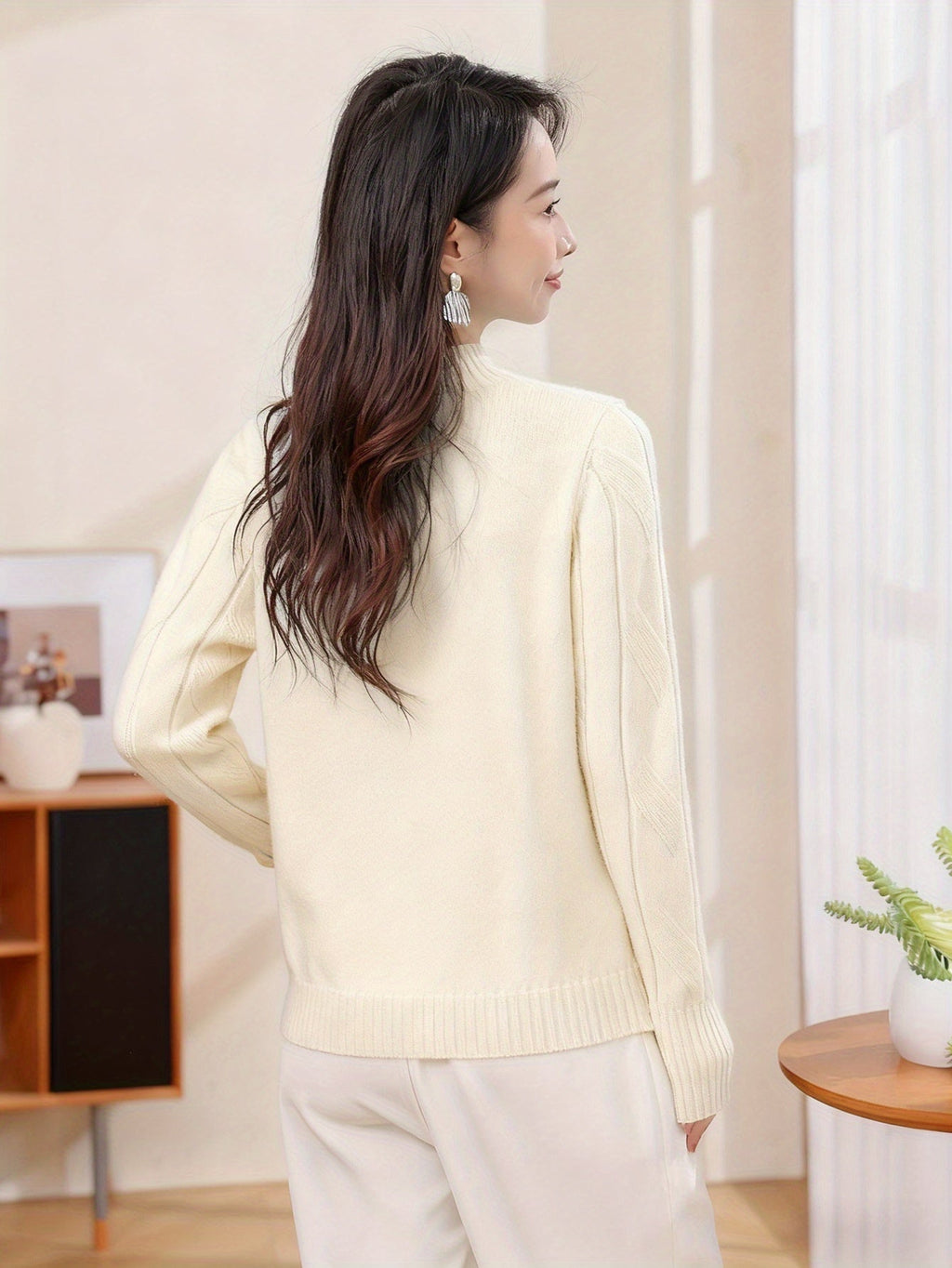 Casual Long Sleeve Solid Color Sweater Top