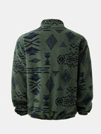 Men's Tribal Print Plush Fleece Jacket