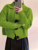 Women's Autumn Reverse Collar Long Sleeve Casual Cardigan Top