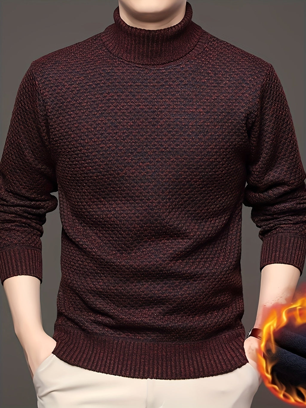 Men's High-Neck Jacquard Knit Sweater