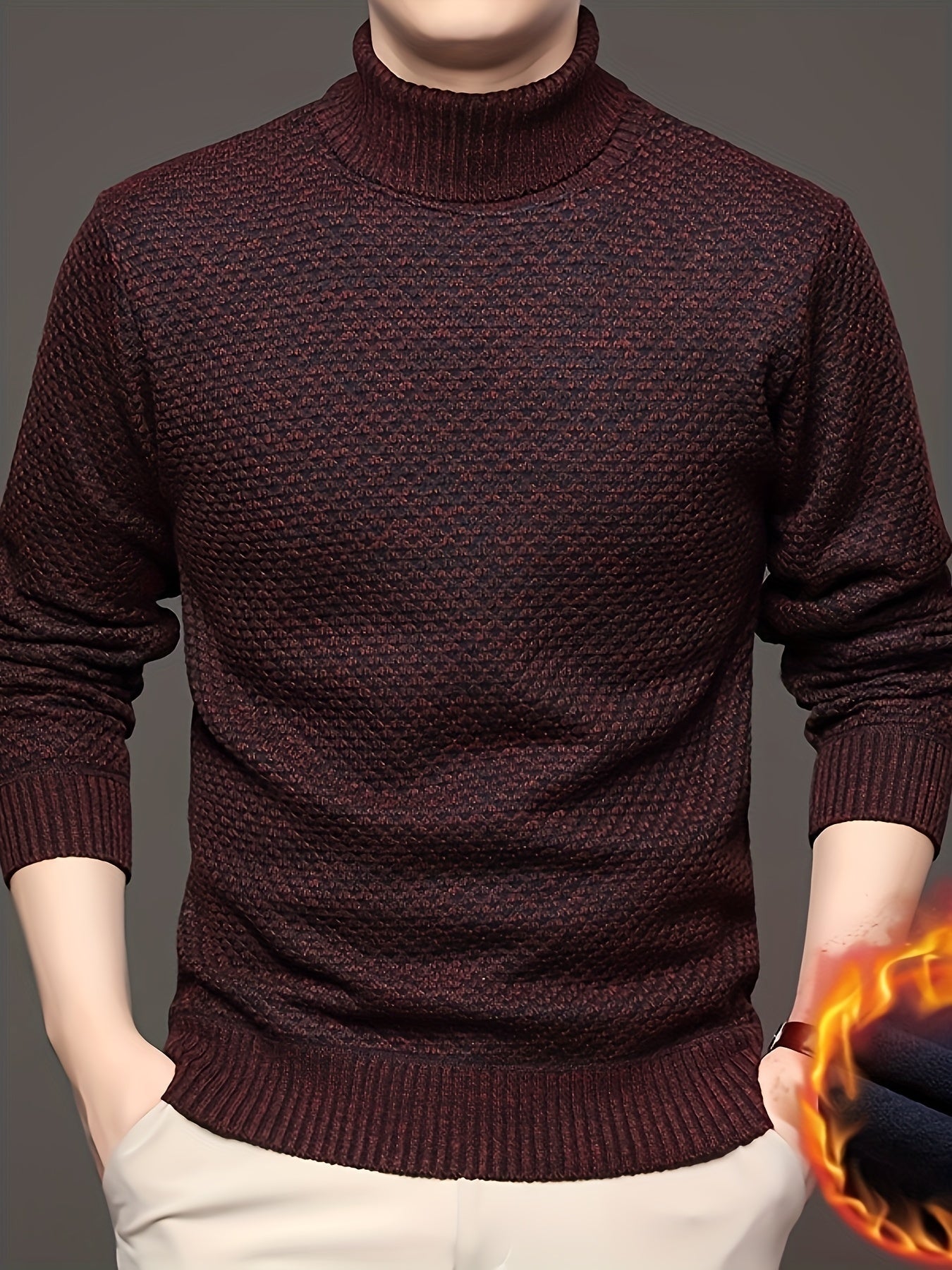 Men's High-Neck Jacquard Knit Sweater