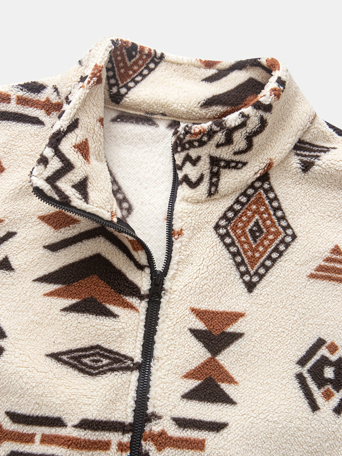 Men's Tribal Print Plush Fleece Jacket