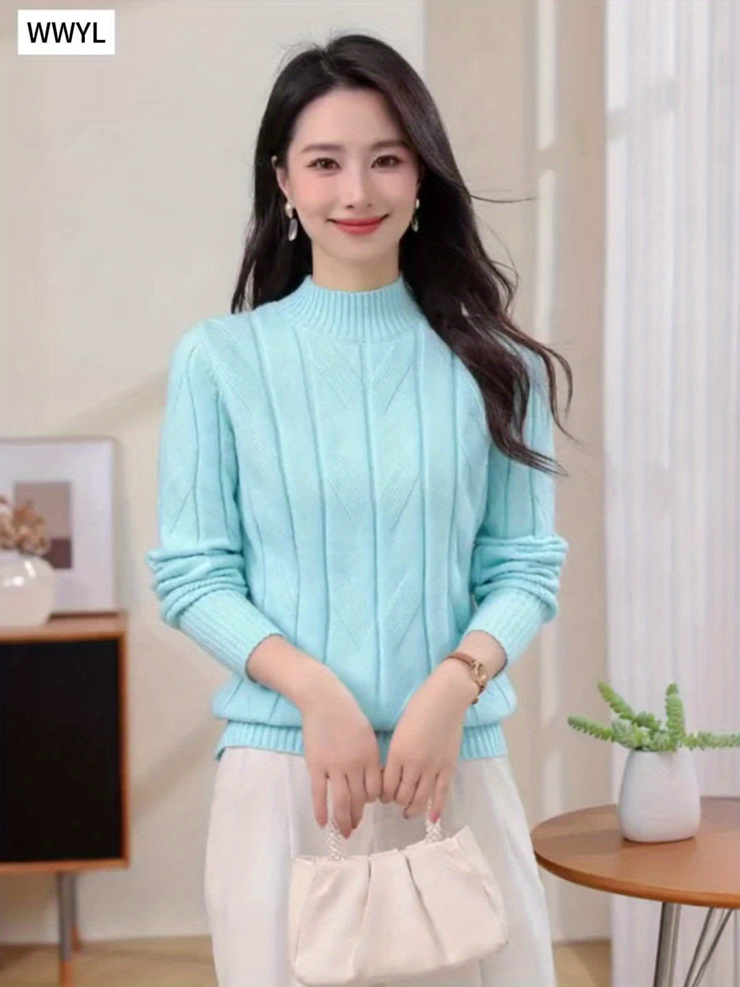 Casual Long Sleeve Solid Color Sweater Top