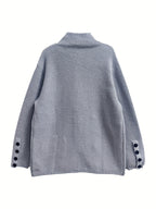 Elegant Women's High Neck Pocket Cardigan Coat