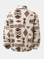 Men's Tribal Print Plush Fleece Jacket
