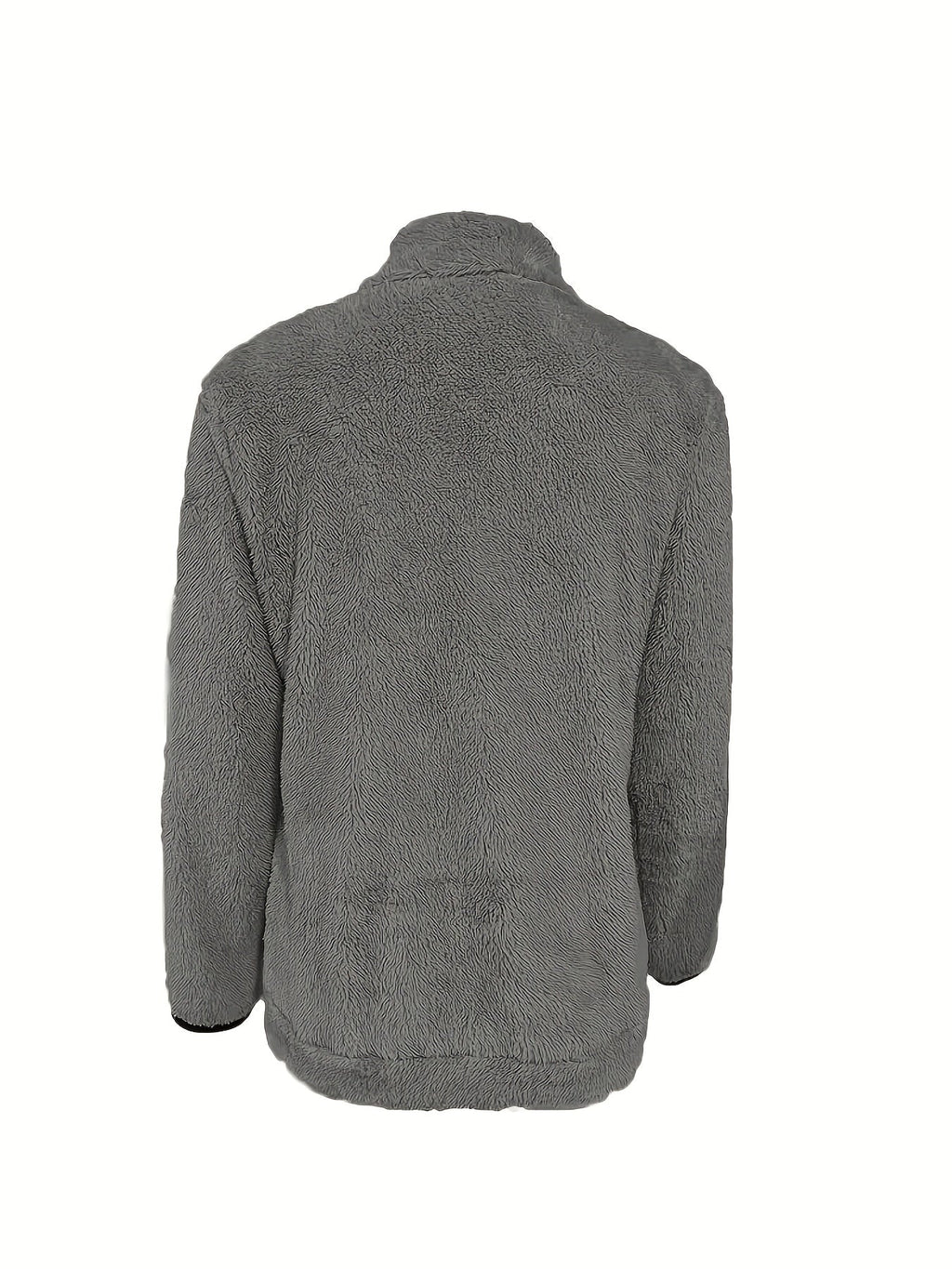 Solid Color Reversible Plush Collar Zip-Up Cardigan with Pockets