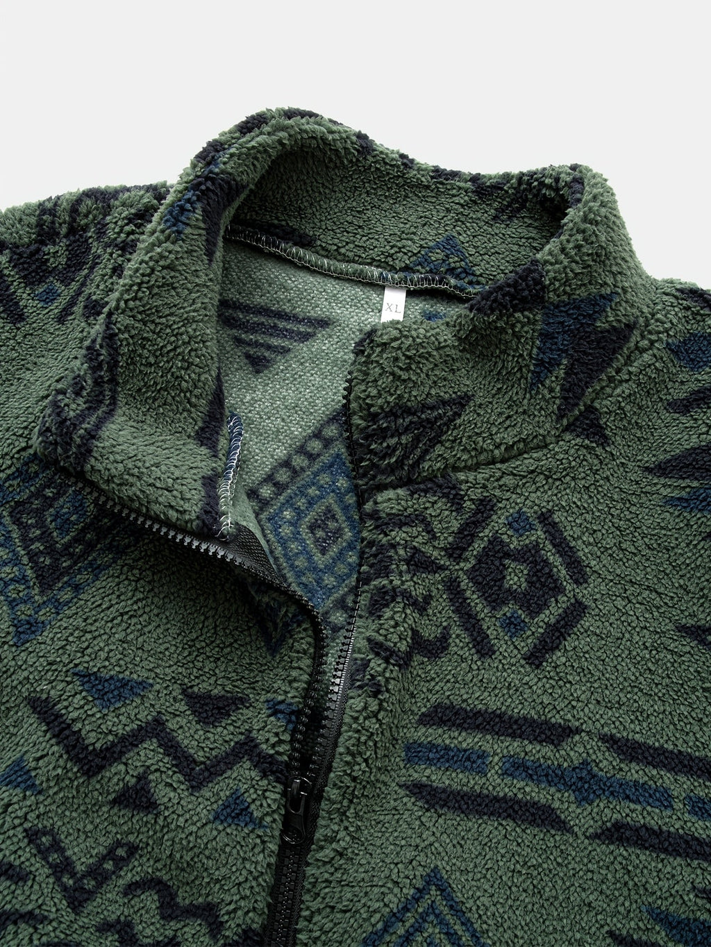 Men's Tribal Print Plush Fleece Jacket