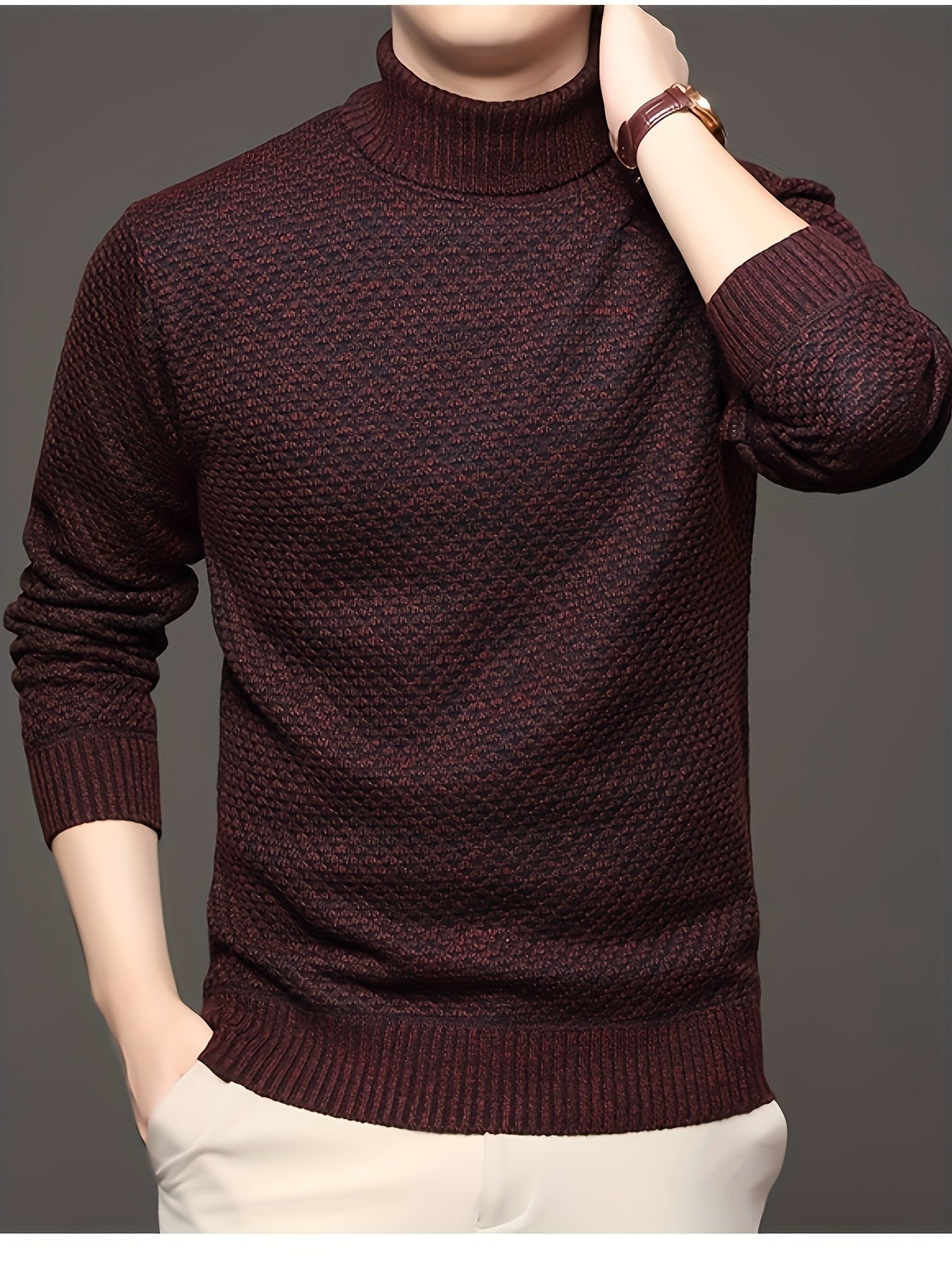 Men's High-Neck Jacquard Knit Sweater