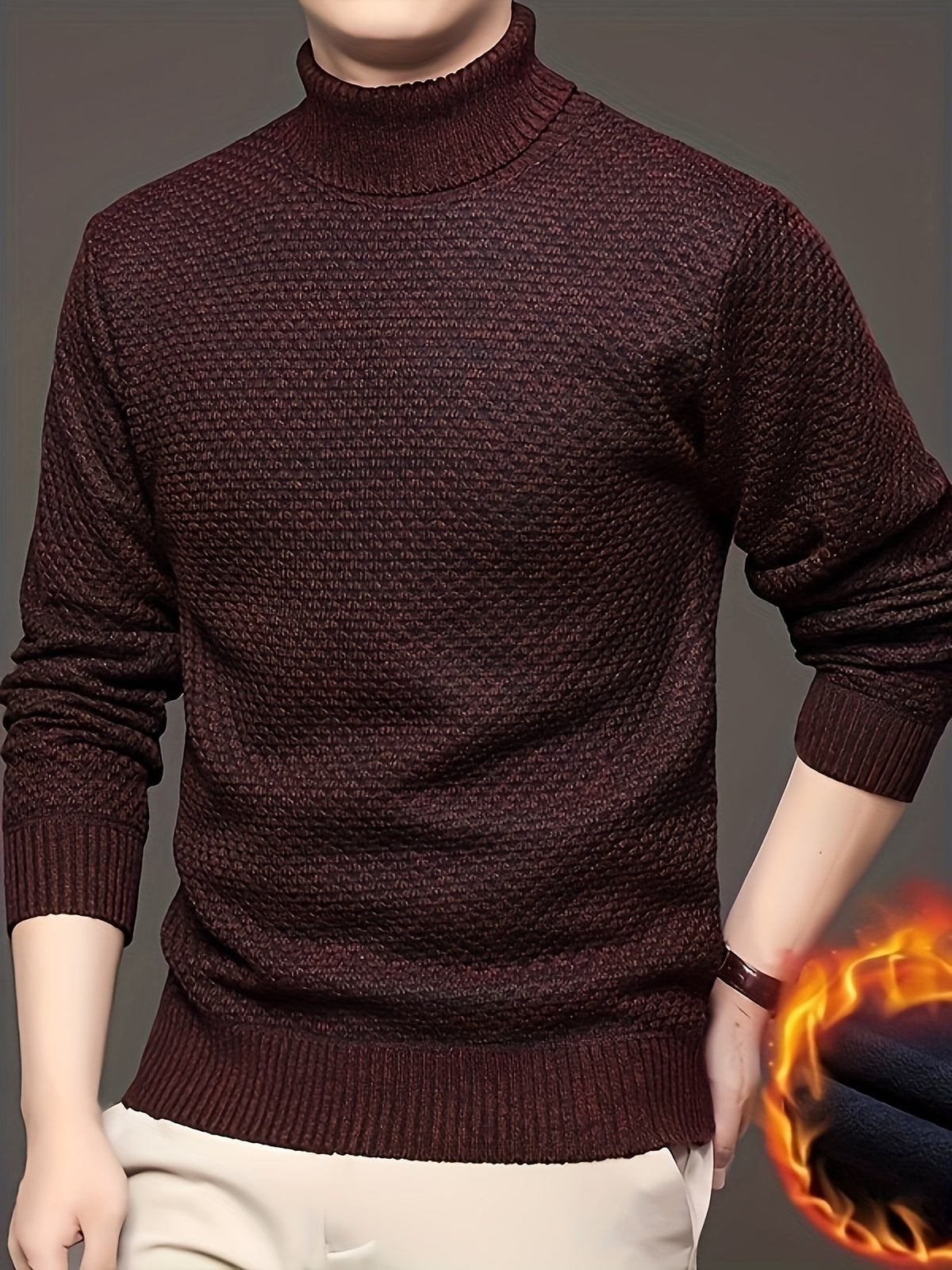 Men's High-Neck Jacquard Knit Sweater