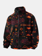 Men's Tribal Print Plush Fleece Jacket