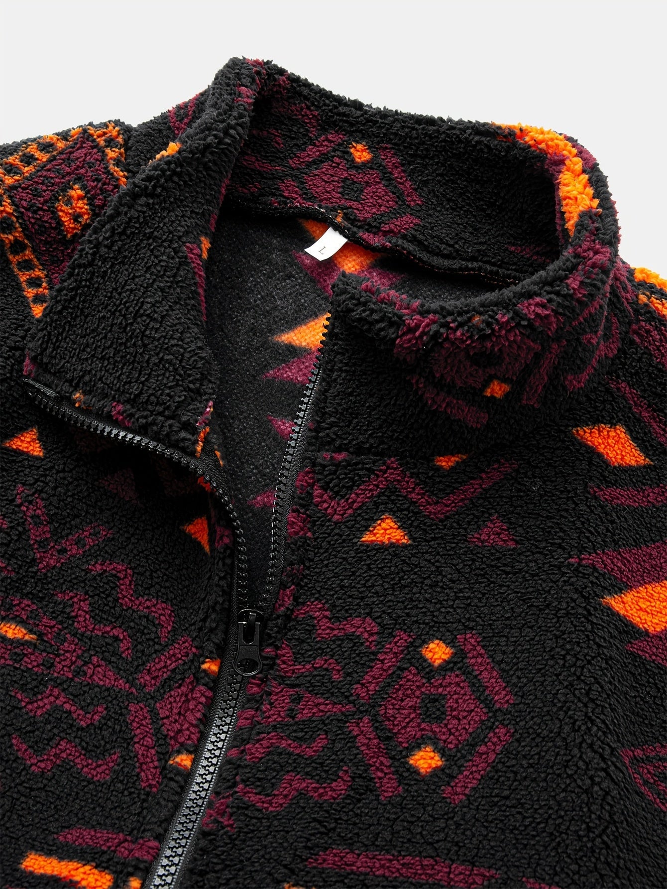 Men's Tribal Print Plush Fleece Jacket