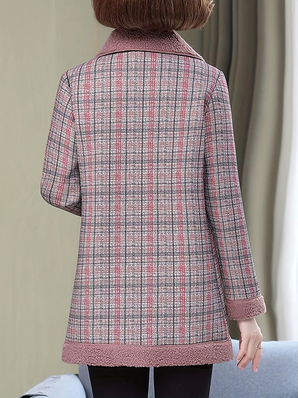 Autumn and Winter Fashion Casual Plaid Patchwork Jacket, Slim Fit Plaid Coat