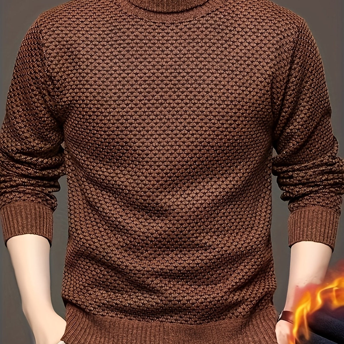 Men's High-Neck Jacquard Knit Sweater