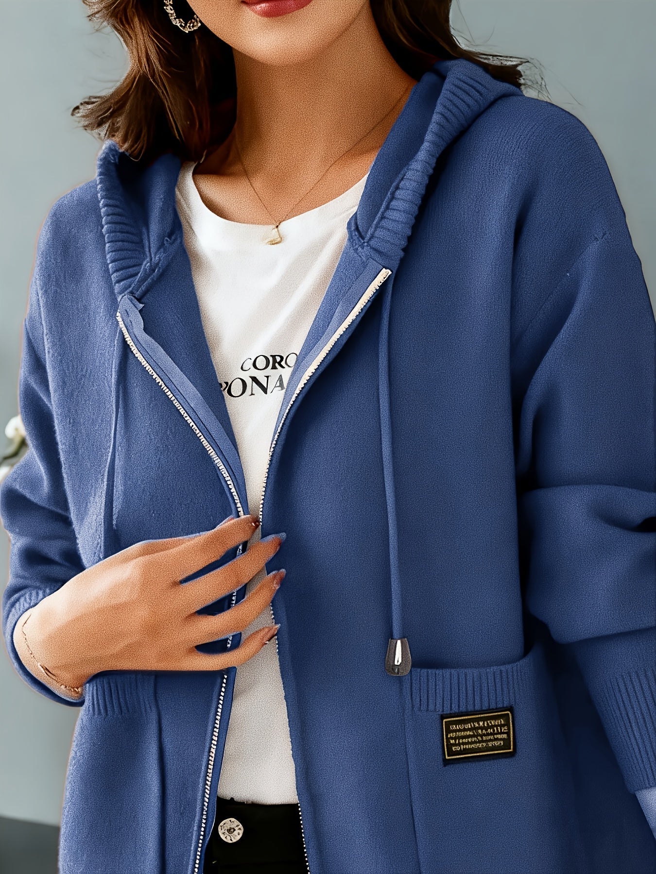 Women's Casual Long Sleeve Knit Hoodie for Fall & Winter