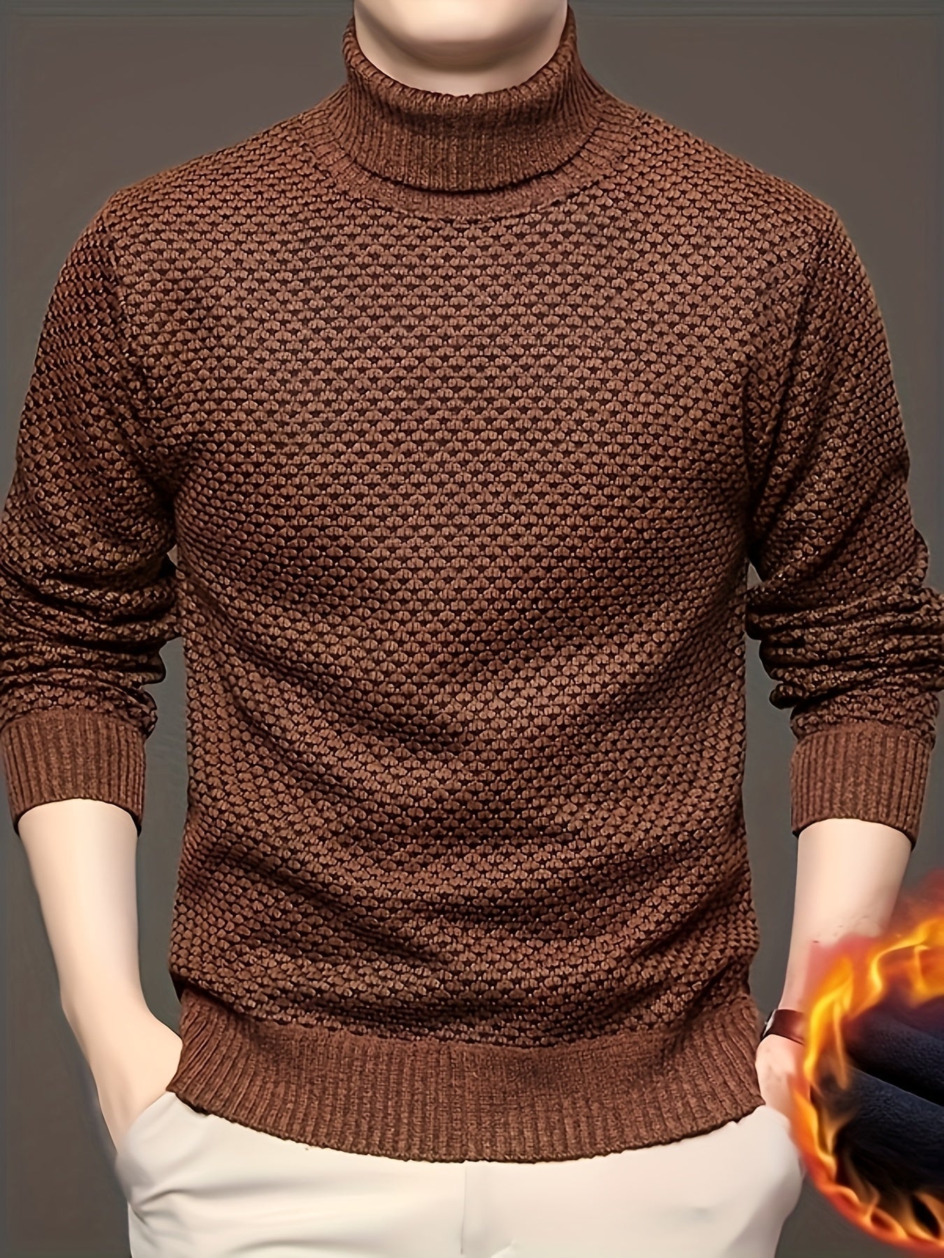 Men's High-Neck Jacquard Knit Sweater