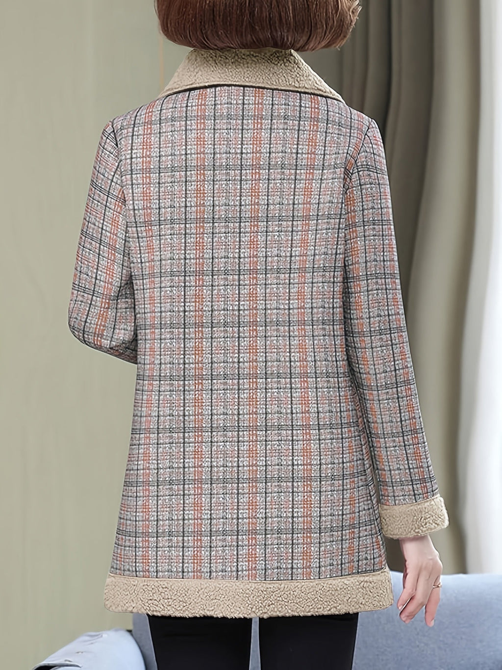 Autumn and Winter Fashion Casual Plaid Patchwork Jacket, Slim Fit Plaid Coat
