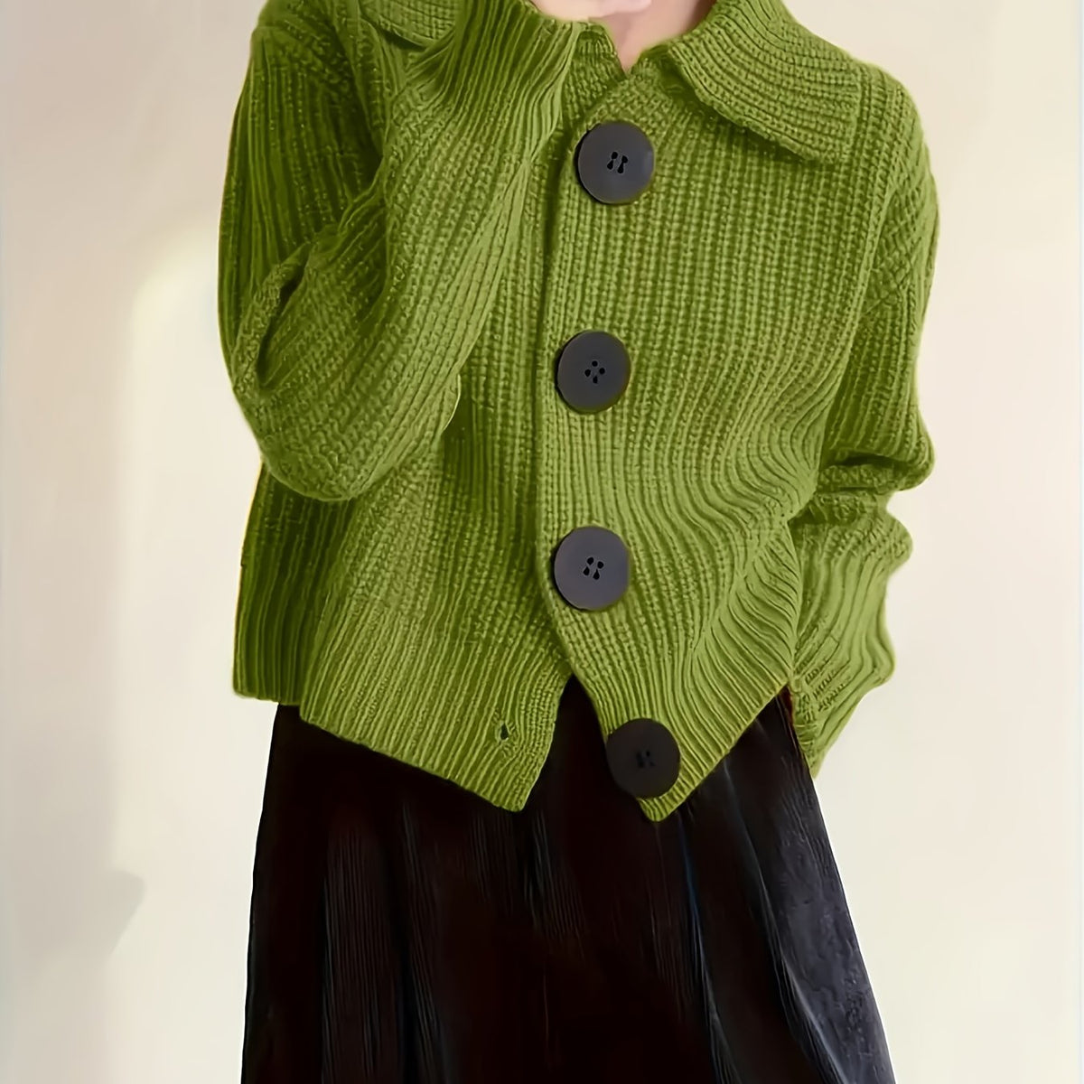 Women's Autumn Reverse Collar Long Sleeve Casual Cardigan Top