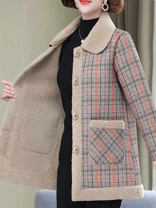 Autumn and Winter Fashion Casual Plaid Patchwork Jacket, Slim Fit Plaid Coat