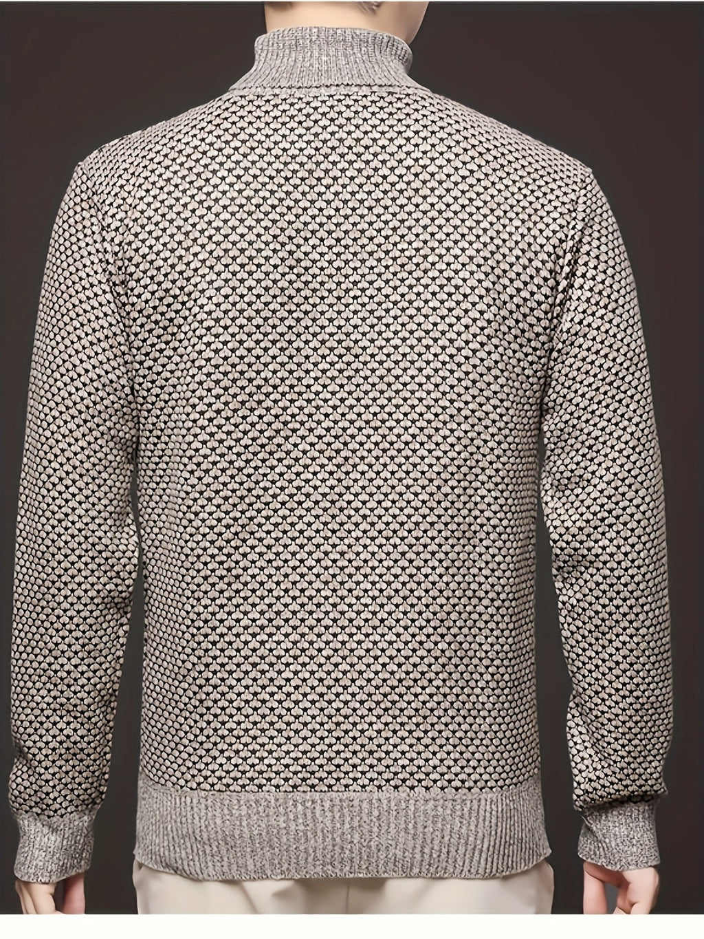 Men's High-Neck Jacquard Knit Sweater