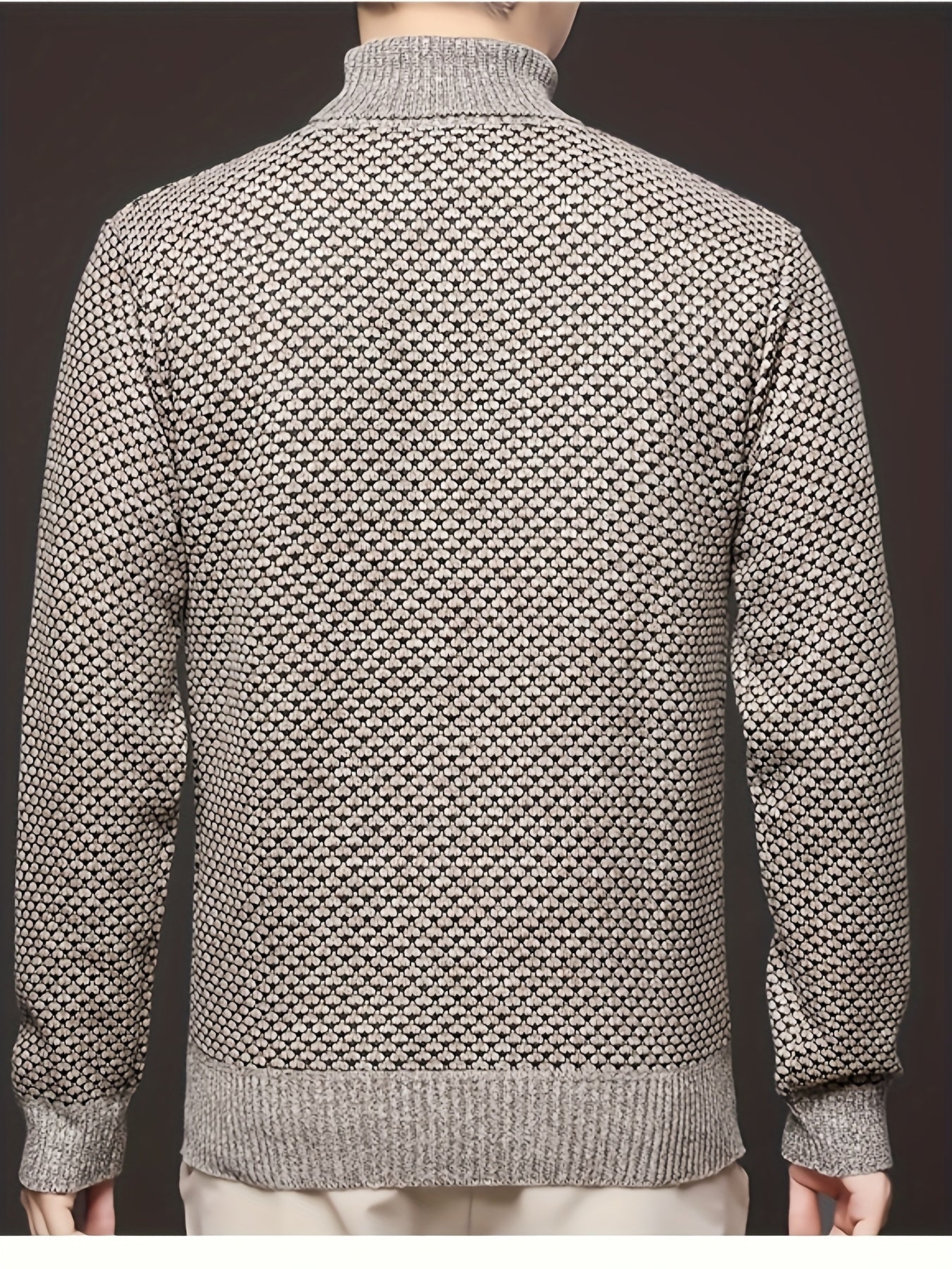 Men's High-Neck Jacquard Knit Sweater