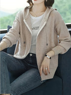 Women's Casual Long Sleeve Knit Hoodie for Fall & Winter