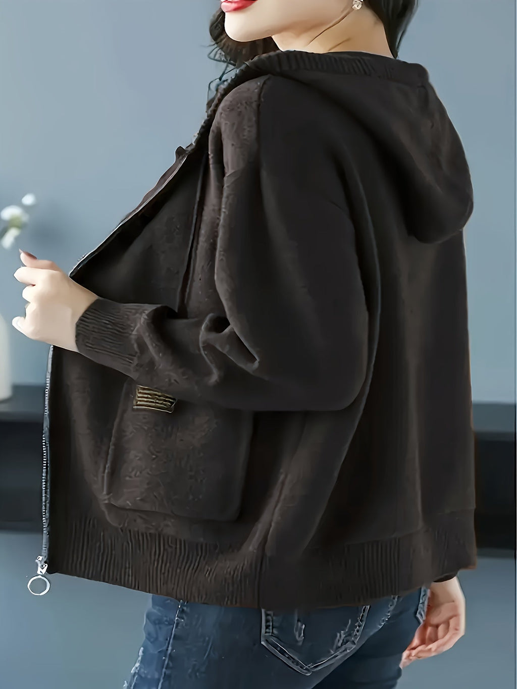 Women's Casual Long Sleeve Knit Hoodie for Fall & Winter