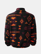Men's Tribal Print Plush Fleece Jacket