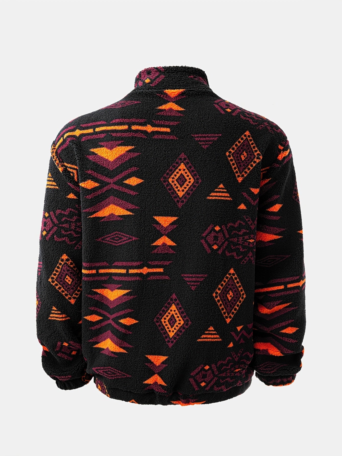Men's Tribal Print Plush Fleece Jacket